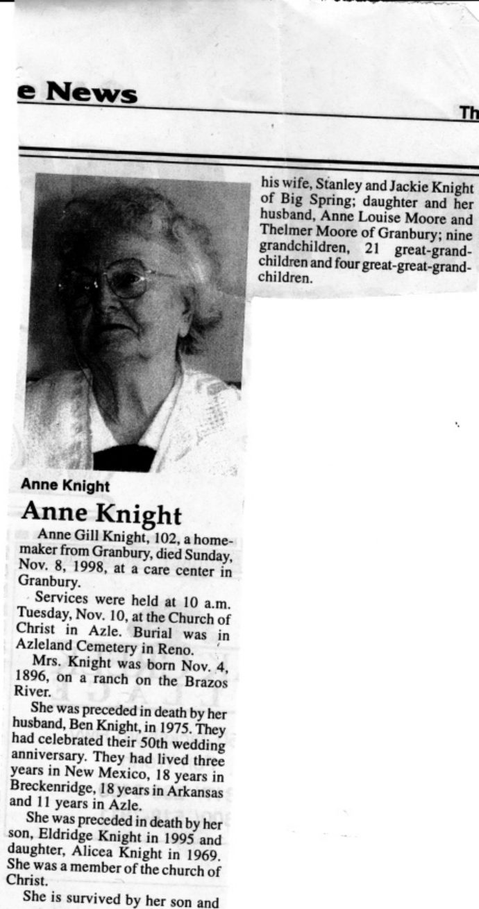 Newspaper obituary: Anne Knight